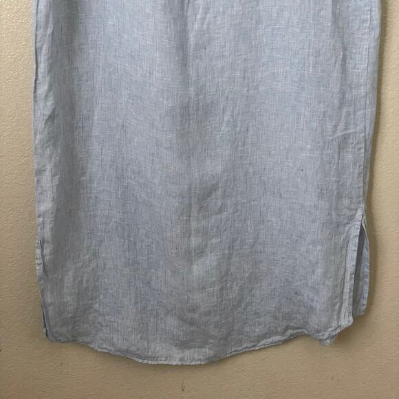 Grayson Shirt Dress Womens 4 Large Blue Artist Linen Maxi Lagenlook Minimalist - Picture 6 of 12